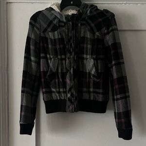 H&M Black and Gray Plaid Jacket